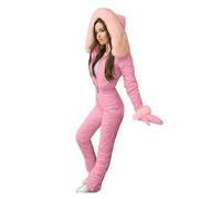 GBZIJIE Giacca da Sci Pantaloni Set Warm I con Cappuccio da Donna Inverno Tute Parka Cotone Imbottito Caldo Fianco teatro Sci Dritto Cerniera Zipper Un Pezzo(A,XXL)