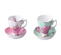 GBZIJIE Tazzine Caffe,Tazzina 180ML, Fine Bone China Tazza di caffè e piattino e Cucchiaio, Divertente Fashion Design, caffè Espresso Cup(A And E)