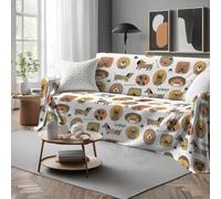 GC ARREDOCASA Gran Foulard Per Divano 260x290cm - Cani Bianco - Copritutto Matrimoniale Multiuso Copriletto, Telo Copridivano in Cotone Matrimoniale, Telo Arredo 100% finissimo Cotone