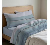 GC ARREDOCASA Set Lenzuola Letto Misura Francese - Scia Azzurro - 100% Cotone Quadrifoglio - Un Completo Lenzuola Letto Francese Cotone Made in Italy (Mis. Francese/Queen Size)