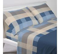 GC ARREDOCASA Set Lenzuola Letto Singolo - Scotland Blu - 100% Cotone Quadrifoglio - Un Completo Lenzuola Letto Singolo Cotone Made in Italy (Blu Petrolio, Singolo/ 1 Piazza)