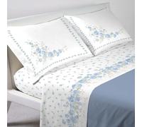 GC ARREDOCASA Set Lenzuola Matrimoniale - CLOE AZZURRO - 100% Cotone Quadrifoglio - Un Completo Lenzuola Matrimoniali Made in Italy (Matrimoniale)