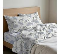 GC ARREDOCASA Set Lenzuola Una Piazza e Mezza - Magnolia Azzurro - 100% Cotone Quadrifoglio - Un Completo Lenzuola Letto una piazza e mezza Made in Italy (1 Piazza e Mezza)