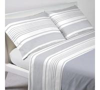 GC ARREDOCASA Set Lenzuola Una Piazza e Mezza - RIGA GRIGIO - 100% Cotone Quadrifoglio - Un Completo Lenzuola Letto una piazza e mezza Made in Italy (1 Piazza e Mezza)