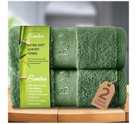 GC GAVENO CAVAILIA Asciugamani in bambù, confezione da 2, asciugamani altamente assorbenti da 500 g/m² per bagno (50 x 80 cm) - 60% bambù, 40% cotone, extra morbidi, verde