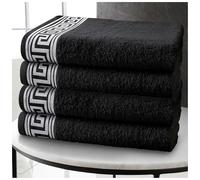 GC GAVENO CAVAILIA Asciugamani in cotone egiziano, confezione da 4, ultra morbidi e altamente assorbenti, per bagno, ad asciugatura rapida (50 x 80 cm), colore nero