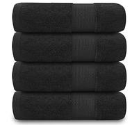 GC GAVENO CAVAILIA Asciugamani per bagno - Set di 4 asciugamani da 700 g/m² - Asciugamani in cotone egiziano - Asciugamani di qualità alberghiera - Lavabile in lavatrice, nero - 50 x 85