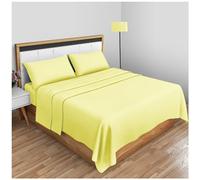 GC GAVENO CAVAILIA Biancheria da Letto Diamante Piatte Tinte in Tinta Unita, Policotone di Facile Manutenzione, Lenzuola di Lusso di Alta qualità, Poliestere, 50% Cotone, Giallo, Super King
