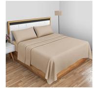 GC GAVENO CAVAILIA Biancheria da Letto Diamante Piatte Tinte in Tinta Unita, Policotone di Facile Manutenzione, Lenzuola di Lusso di Alta qualità, Poliestere, 50% Cotone, Naturale, Super King