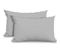 GC GAVENO CAVAILIA Confezione da 2 federe super morbide, in policotone anallergico e traspirante, con chiusura a busta, federe standard lavabili (50 x 75 cm), argento