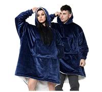 GC GAVENO CAVAILIA Coperta con cappuccio super calda da donna da uomo, super morbida e calda, comoda coperta con cappuccio, coperta in pile indossabile con tasca frontale, taglia unica, blu navy