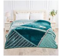 GC GAVENO CAVAILIA Coperta in pile Sherpa, reversibile, con stampa di cavalli, a 2 strati, calda e termica pesante, per adulti 4 kg, super morbida, per letto king size (200 x 240 cm)