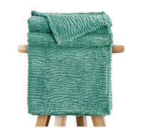 GC GAVENO CAVAILIA Coperta in pile soffice per letto, divano, divano, divano, divano, confortevole, termica, calda e accogliente, elegante coperta in jacquard (130 x 180 cm), verde
