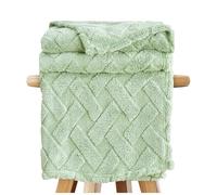 GC GAVENO CAVAILIA Coperta in Pile Soffice per Letto e Divano, Confortevole, Termica, Calda e Accogliente, Elegante Coperta in Jacquard (130 x 180 cm), Verde Salvia