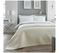 GC GAVENO CAVAILIA Copriletto trapuntato di lusso in velluto al tatto, di alta qualità, grande, per divano e letto, design a zigzag a zig-zag, biancheria da letto, color crema, matrimoniale (150 x 200