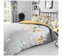 GC GAVENO CAVAILIA - Copripiumino stampato, set di biancheria da letto in policotone, modello Feathers, giallo, letto matrimoniale (200cm x 200cm)