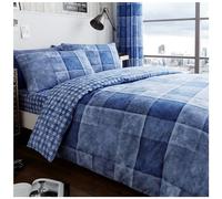 GC GAVENO CAVAILIA Denim Check Lussuoso Set di Biancheria da Letto con Copripiumino e Federa, in Poliestere-Cotone, Blue, King (230 x 220cm)