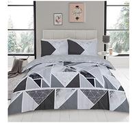 GC GAVENO CAVAILIA Duvet Easy Care Mila-Set di Copripiumino Geometrico con Stampa di Lusso, Morbido e Confortevole, Reversibile, in Marmo, 50% Poliestere e 50 Cotone, Carbone/Grigio, King