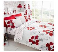 GC GAVENO CAVAILIA Gaveno Cavailia, Set di Biancheria Copripiumino e federe, Lussuoso, in Cotone e Poliestere, per Letto Matrimoniale, Motivo, Colore Lino 50%, Papavero Rosso, Doppio