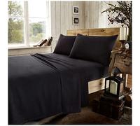 GC GAVENO CAVAILIA Lenzuolo in flanella tinta unita, facile da pulire, 100% cotone spazzolato, accessorio per biancheria da letto di lusso, biancheria da letto morbida e confortevole, colore: nero