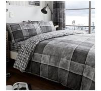 GC GAVENO CAVAILIA - Parure letto con copripiumino e federa, modello Cavailia Luxury DENIM CHECK, in poliestere-cotone, colore: Grigio (135 x 200cm)