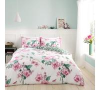 GC GAVENO CAVAILIA Set con copripiumino singolo con motivo floreale (150 x 200 cm), in policotone, reversibile, lavabile in lavatrice (1 copripiumino + 1 federa), rosa/verde