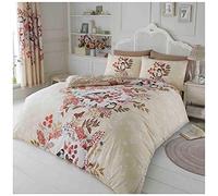 GC GAVENO CAVAILIA Set copripiumino con motivo floreale, reversibile, per letto matrimoniale, con stampa floreale, colore: crema/naturale