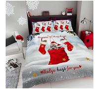 GC GAVENO CAVAILIA Set copripiumino con stampa animalier di lusso, con piume, traspirante, biancheria da letto morbida con unicorno, colore: grigio/rosso, per letto king size