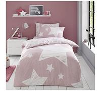 GC GAVENO CAVAILIA Set copripiumino con stampa, facile da pulire, traspirante, reversibile, con stelle, per letto singolo, lavabile, rosa cipria