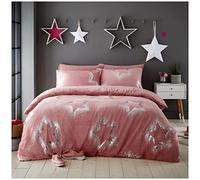 GC GAVENO CAVAILIA Set copripiumino di lusso con stelle scintillanti, di alta qualità, in morbido pile, per letto king size, rosa cipria