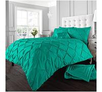 GC GAVENO CAVAILIA Set copripiumino doppio, motivo geometrico, con pizzico plissettato, in policotone, biancheria da letto e biancheria da letto, colore: verde foglia di tè