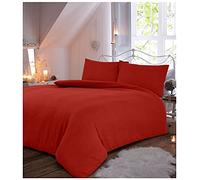GC GAVENO CAVAILIA Set Copripiumino e federe in Flanella Termica di Alta qualità, Tinta Unita, Cotone, Rosso, Doppio