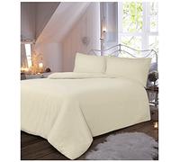 GC GAVENO CAVAILIA Set Copripiumino e federe in Flanella Termica di Alta qualità, Tinta Unita, Cotone, Crema, Doppio