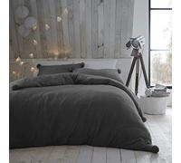 GC GAVENO CAVAILIA Set copripiumino in pile con pompon, tinta unita, termico, biancheria da letto calda e calda con federe, poliestere, antracite, matrimoniale