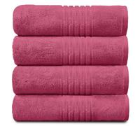 GC GAVENO CAVAILIA Set di 4 asciugamani da bagno extra large in cotone assorbente acqua, 450 g/m² ad asciugatura rapida, colore rosa acceso