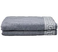 GC GAVENO CAVAILIA Set di asciugamani da bagno greco, 2 asciugamani in cotone egiziano, asciugamano grande ad asciugatura rapida, asciugamano da bagno da 500 g/m², colore antracite, 80 x 140 cm