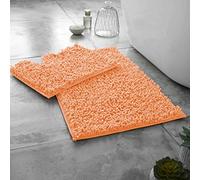 GC GAVENO CAVAILIA Set di tappetini Lusso 2 Pezzi Loop Tappeto Microfibra Bagno Toilette, Super Soft Antiscivolo Piedistallo Mat, Gomma, Pesca, Regular (50x80, 50x40 cm)