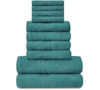 GC GAVENO CAVAILIA Set familiare di asciugamani, 10 pezzi, 100% cotone, 4 asciugamani per il viso e 4 per le mani, 2 teli da bagno Foglia di t