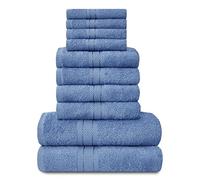 GC GAVENO CAVAILIA Set familiare di asciugamani, 10 pezzi, 100% cotone, 4 asciugamani per il viso e 4 per le mani, 2 teli da bagno Blu