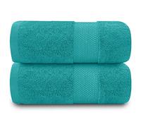 GC GAVENO CAVAILIA Teal Lenzuola da Bagno di Lusso, Altamente Assorbente, 100% Cotone Egiziano, Set di Asciugamani Morbidi e accoglienti, Foglia di t, 2PK Miami Bath Sheet