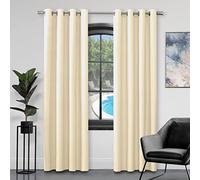 GC GAVENO CAVAILIA Tende di lusso in finta seta, completamente foderate, con occhielli, coppia di pannelli con fermatenda, 228 x 228 cm, color crema 654537