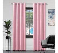 GC GAVENO CAVAILIA Tende di lusso in finta seta, con occhielli nella parte superiore, completamente foderate, coppia di tende con due fermatenda, rosa cipria, 168 x 228 cm