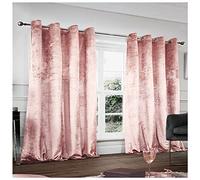 GC GAVENO CAVAILIA Tende in velluto schiacciato con occhielli ad anello superiore con fermatende, rosa cipria, 150 x 202 cm
