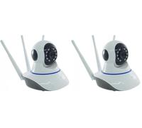 GC GLOBALCOMMERCE Telecamera IP Wireless Videosorveglianza 1080P Motorizzata con Infrarossi a 3 Antenne Wifi con visione notturna (Confezione da 2)