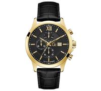 GC Orologio Quarzo Uomo, misura cassa 44.00mm con quadrante Oro Analogico e cinturino Nero in Cinturino in Pelle Y27010G2MF