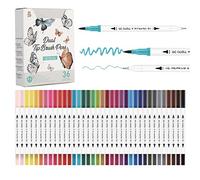 GC QUILL 36 pennarelli a doppia punta per acquerello, con punta a pennello e punta fine - set per colorare, disegnare e lettering, per journaling e calligrafia GC-36W