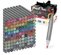 GC QUILL Pennarelli ad alcool con punta a pennello - 121 colori markers con pennello e scalpello a doppia punta per artisti, adulti, schizzi da colorare, illustrazione GC-MK121