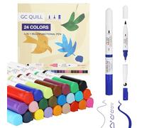 GC QUILL Pennarelli in fibra curve 3 in 1, 24 colori, con punta morbida da 1 - 4 mm, punte sottili da 0,4 mm, per diario, scrapbooking, diario