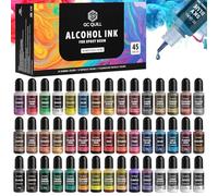 GC QUILL Vernice per Resina Epossidica - 43 Colori Vivaci (12 Metallizzati, 7 Fluorescenti, 24 Normali) - 45 flaconi di Pigmenti Liquidi per epoxy Resin, Gesso GC-AK45