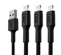 GC Ray LED | SET 3x 1,2m Lightning Cavo Nylon Cavetto Cable di Ricarica per Apple iPhone 12 11 SE Pro/Max | iPhone X XR XS Max | iPhone 8 7 Plus | iPhone 6 6S 5 5C 5S Plus | iPad Air/Pro/Mini | iPod